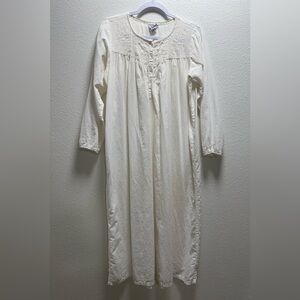 April Cornell White Full Length Cotton Nightgown Prairie Cottagecore Vintage XS